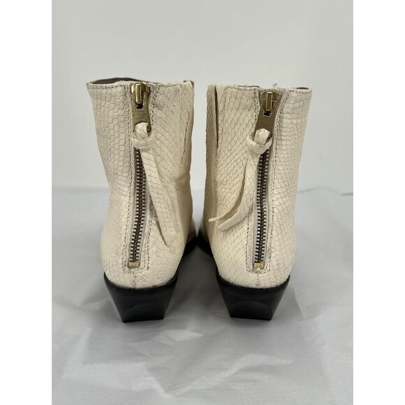 AllSaints Lenora Bootie Size 37 US 7 Off White Goat Leather Simulated Snake Skin - Picture 8 of 16